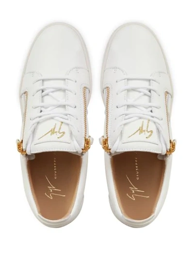 Shop Giuseppe Zanotti Gail Leather Sneakers In White