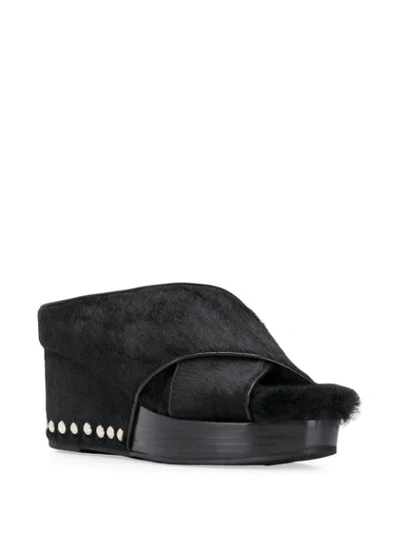 Shop Toga Studded Heel Wedged Sandals In Black