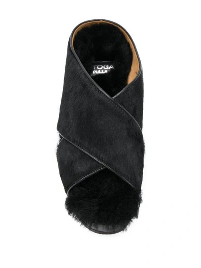 Shop Toga Studded Heel Wedged Sandals In Black