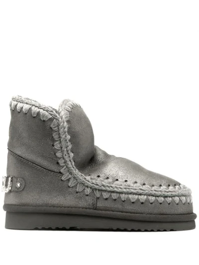 Mou Eskimo 18 Metallic-finish Ankle Boots In Grey