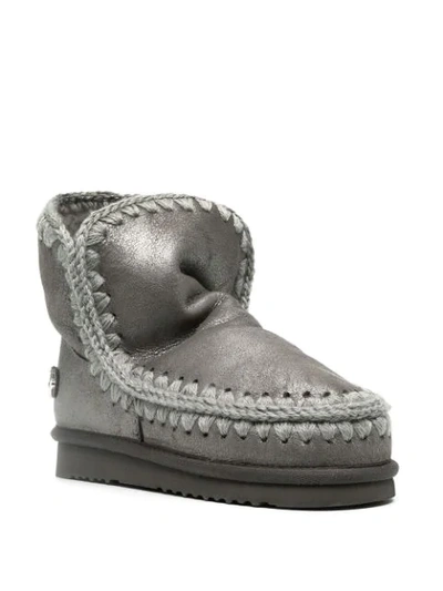 Mou Eskimo 18 Metallic-finish Ankle Boots In Grey