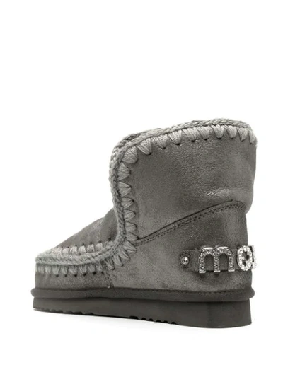 Mou Eskimo 18 Metallic-finish Ankle Boots In Grey