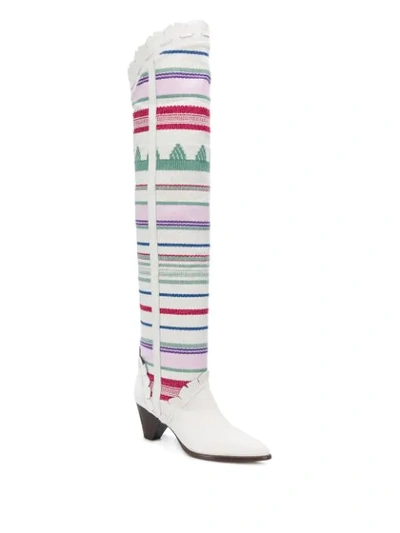 Shop Isabel Marant Luiz Thigh-high Boots In White