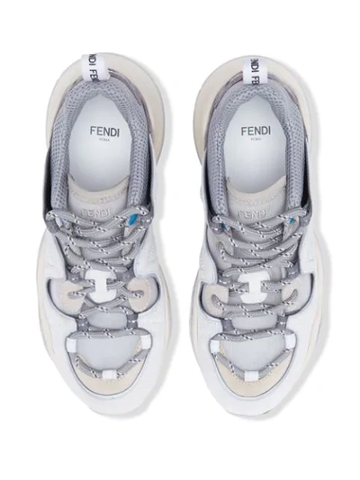 Shop Fendi Ffluid Panelled Sneakers In White ,neutral