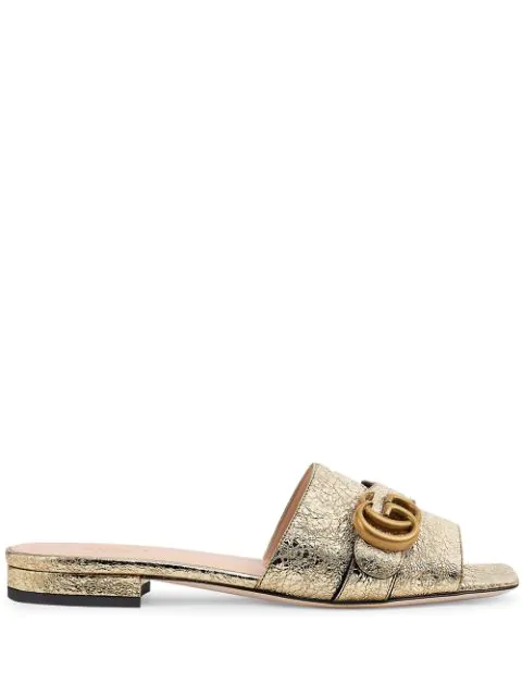 gucci marmont mules gold