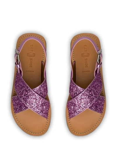 Shop Car Shoe Glitter-effect Sandals In Pink