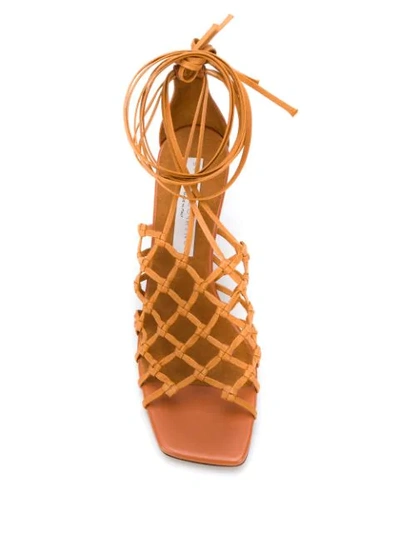 Shop Stella Mccartney 75mm Woven Cage Sandals In Brown