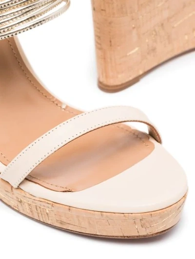 Shop Aquazzura Rendez Vous 105mm Wedge Sandals In Neutrals