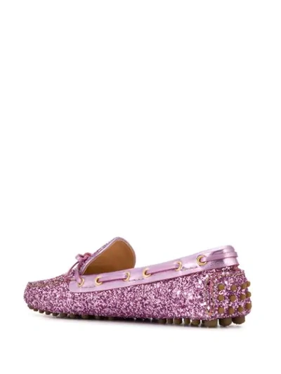 Shop Car Shoe Glitter Embellished Loafers In Pink
