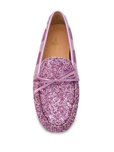 Shop Car Shoe Glitter Embellished Loafers In Pink