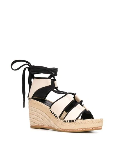 Shop Tory Burch 90mm Braided Wedge Sandals In Neutrals