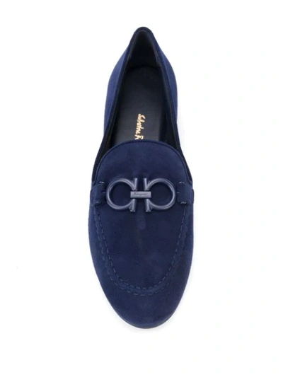 Shop Ferragamo Gancini-strap Loafers In Blue