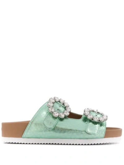 Shop Kurt Geiger Marlo Embellished Slides In Green