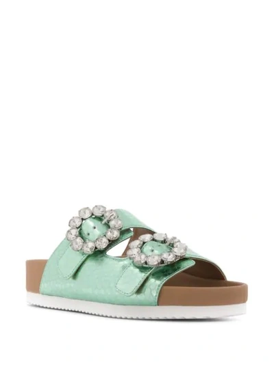 Shop Kurt Geiger Marlo Embellished Slides In Green