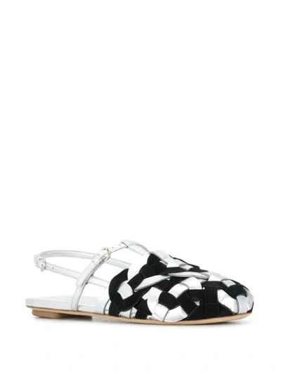 Shop Prada Cord Detail Flat Sandals In Silver