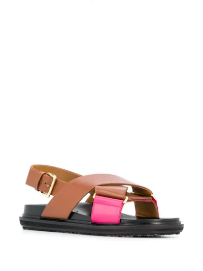 Shop Marni Fussbett Criss-cross Sandals In Brown