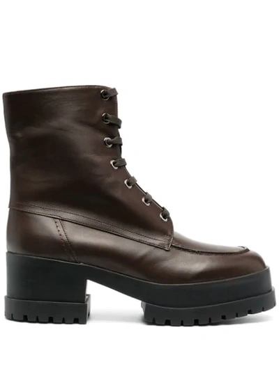 Shop Clergerie Chunky Leather Boots In Brown