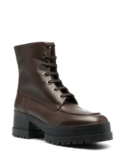 Shop Clergerie Chunky Leather Boots In Brown
