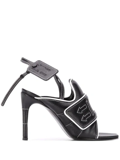 Shop Off-white Arrows 100mm Touch Strap Sandals In Black