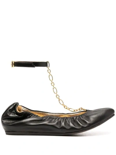 Shop Lanvin Chain-detail Ballerina Shoes In Black
