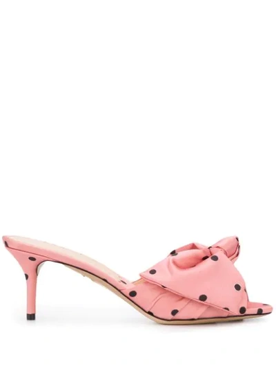 Shop Charlotte Olympia Polka Dot Bow Detail Mules In Pink
