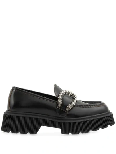 Shop Gucci Crystal-embellished Chunky Loafers In Black