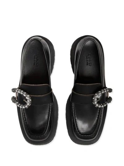 Shop Gucci Crystal-embellished Chunky Loafers In Black