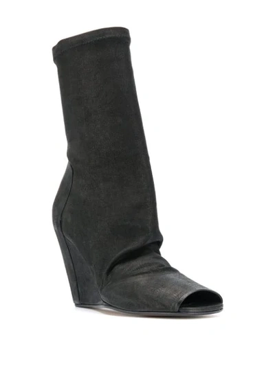 Shop Rick Owens Open-toe Wedge Boots In Black