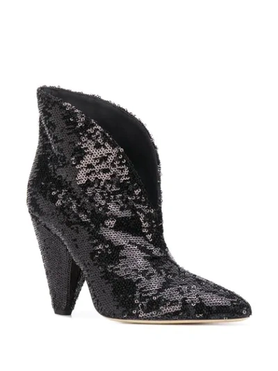 Shop P.a.r.o.s.h Sequinned Ankle Boots In Black