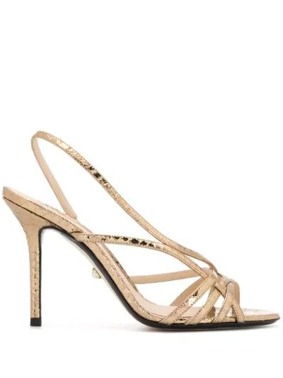 Shop Alevì Strappy 1050mm Heel Sandals In Gold