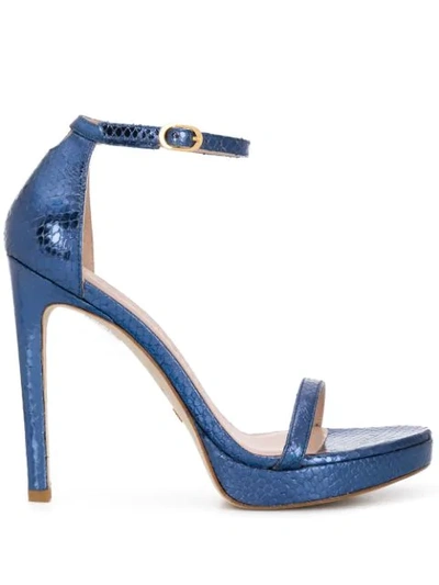 Shop Stuart Weitzman 120mm Nudist Disco Sandals In Blue