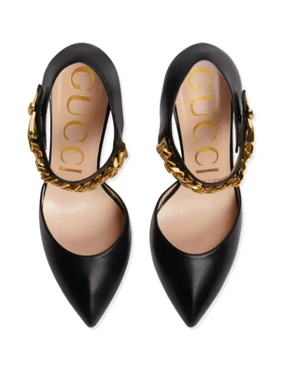 Shop Gucci Chain-detail 95mm Pointed Pumps In Black
