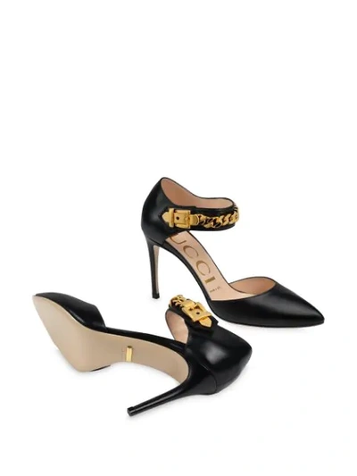 Shop Gucci Chain-detail 95mm Pointed Pumps In Black