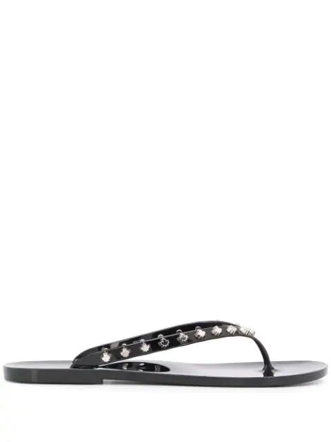 black studded flip flops