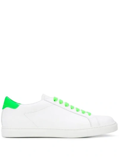 Shop Emporio Armani Neon Detail Low-top Sneakers In White