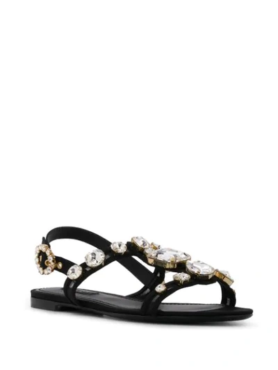 Shop Dolce & Gabbana Keira Crystal-embellished Mesh Sandals In Black