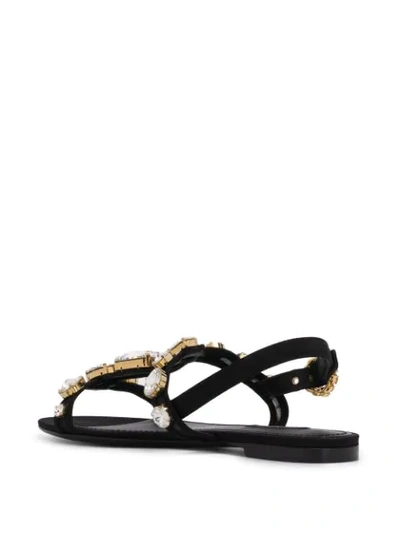 Shop Dolce & Gabbana Keira Crystal-embellished Mesh Sandals In Black