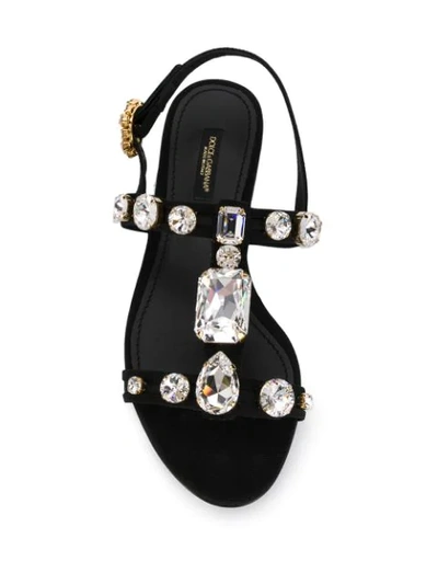 Shop Dolce & Gabbana Keira Crystal-embellished Mesh Sandals In Black