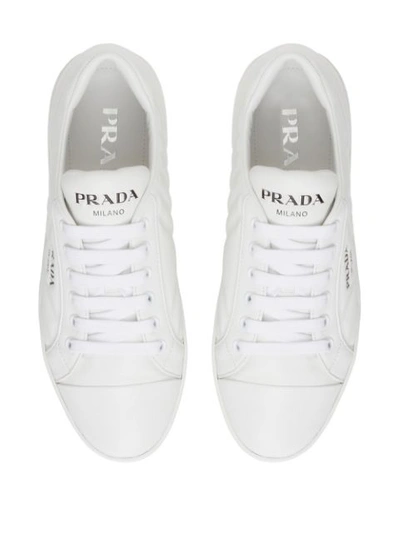 Shop Prada Quilted Low-top Sneakers In White