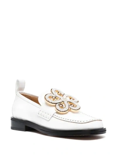 Shop Loewe Starfish-plaque Loafers In White