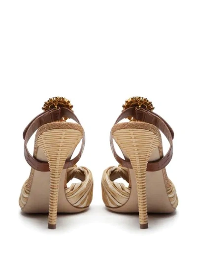 Shop Dolce & Gabbana Jewelled Buckle Mule Sandals In Neutrals