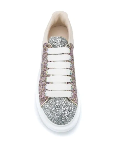 Shop Alexander Mcqueen Oversized Metallic Glittered Sneakers In Pink
