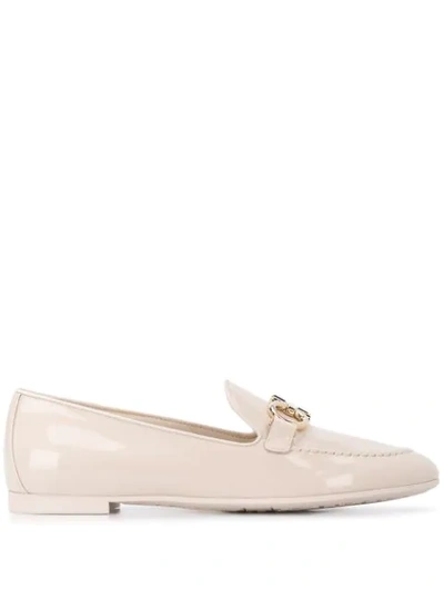 Shop Ferragamo Gancini-buckle Loafers In Neutrals