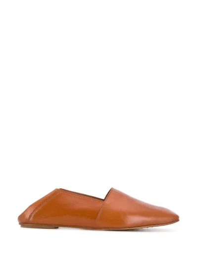 Shop Pedro Garcia Leather Square Toe Slippers In Brown