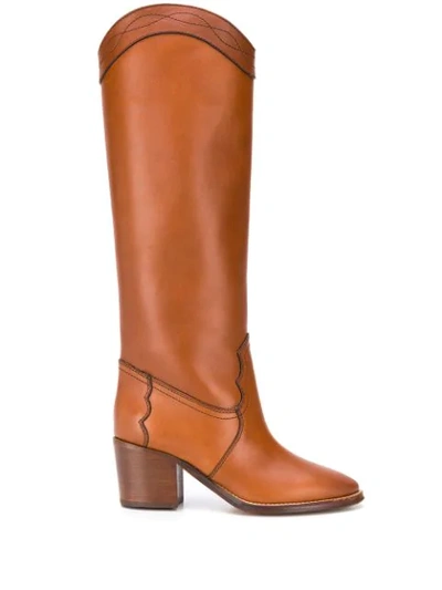 Shop Saint Laurent Kate Knee-length Boots In Brown
