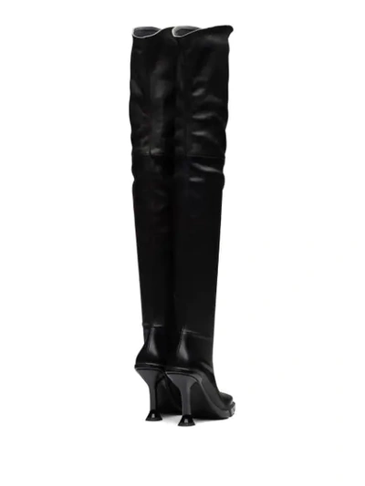 Shop Prada Square Toe Thigh-high Boots In Black
