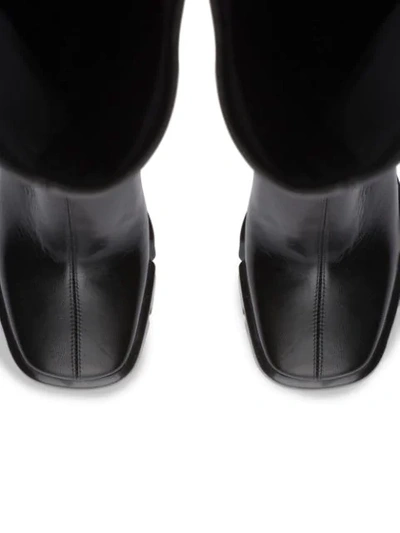 Shop Prada Square Toe Thigh-high Boots In Black