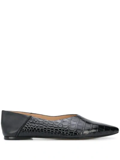 Shop Joseph Crocodile-effect Collapsible-heel Flats In Black