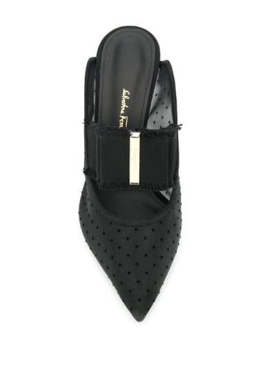 Shop Ferragamo Zelda Point D'esprit Mesh Mules In Black