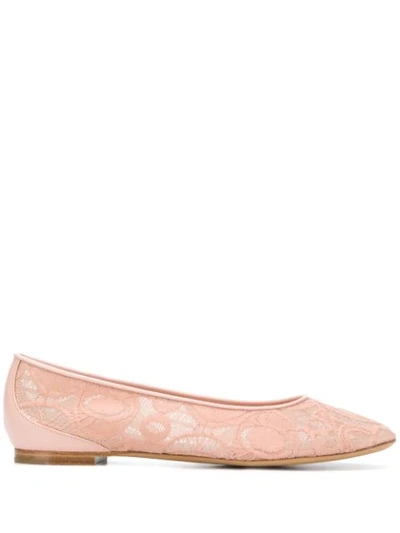 Shop Chloé Lace Panel Ballerina Shoes In Pink